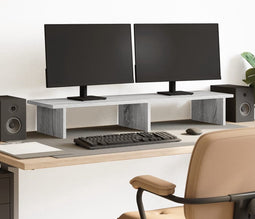 vidaXL - Monitorstandaard - 100x27x15 - cm - bewerkt - hout - grijs - sonoma - eiken