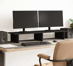 vidaXL - Monitorstandaard - 100x27x15 - cm - bewerkt - hout - zwart