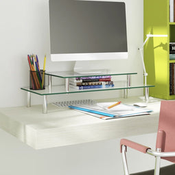 vidaXL - Monitorstandaard - 2-laags - transparant - glas