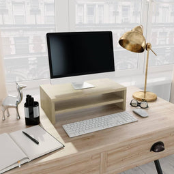 vidaXL - Monitorstandaard - 42x24x13 - cm - bewerkt - hout - sonoma - eikenkleurig