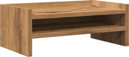 vidaXL - Monitorstandaard - 42x24x16 - cm - bewerkt - hout - artisanaal - eikenkleur