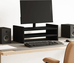 vidaXL - Monitorstandaard - 50x27x10 - cm - bewerkt - hout - zwart
