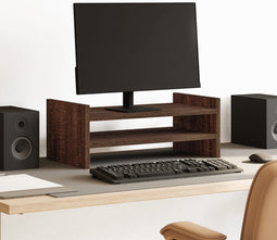 vidaXL - Monitorstandaard - 50x27x20 - cm - bewerkt - hout - bruin - eikenkleurig