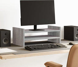 vidaXL - Monitorstandaard - 50x27x20 - cm - bewerkt - hout - grijs - sonoma - eiken
