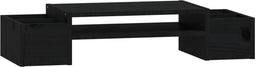 vidaXL - Monitorstandaard - 70x27,5x15 - cm - massief - grenenhout - zwart