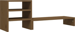 vidaXL - Monitorstandaard - 81x20x30 - cm - massief - grenenhout - honingbruin