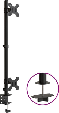 vidaXL - Monitorstandaard - dubbel - VESA - 75/100 - mm - staal - zwart