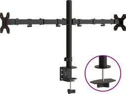 vidaXL - Monitorstandaard - dubbel - VESA - 75/100 - mm - staal - zwart