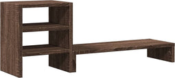 vidaXL - Monitorstandaard - met - bureau-organizer - bewerkt - hout - bruin - eiken