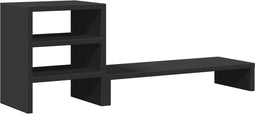 vidaXL - Monitorstandaard - met - bureau-organizer - bewerkt - hout - zwart