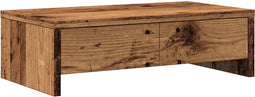 vidaXL - Monitorstandaard - met - lades - 50x27x15 - cm - bewerkt - hout - oud - hout