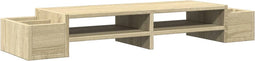 vidaXL - Monitorstandaard - opbergruimte - 100x27x15 - cm - hout - sonoma - eiken