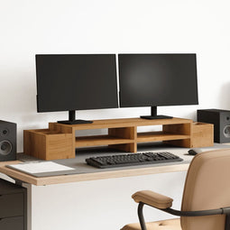 vidaXL - Monitorstandaard - opbergruimte - 100x27x15 - cm - hout - artisanaal - eik