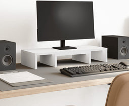 vidaXL - Monitorstandaard - verstelbaar - 60x24x10,5 - cm - bewerkt - hout - wit