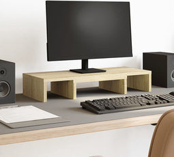 vidaXL - Monitorstandaard - verstelbaar - 60x24x10,5 - cm - hout - sonoma - eiken