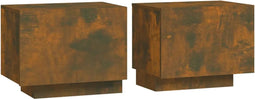 vidaXL - Nachtkastje - 100x35x40 - cm - bewerkt - hout - gerookt - eikenkleurig