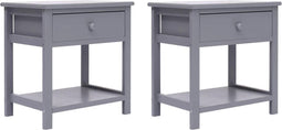 vidaXL - Nachtkastje - 2 - st - 40x29x42 - cm - paulowniahout - grijs