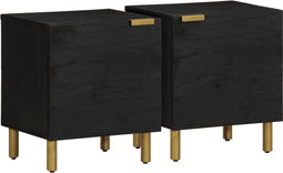 vidaXL - Nachtkastje - 2 - st - 40x33x46 - cm - massief - mangohout - zwart