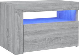 vidaXL - Nachtkastje - 2 - st - met - LED-verlichting - 60x35x40 - cm - grijs - sonoma