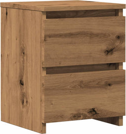 vidaXL - Nachtkastje - 30x30x40 - cm - bewerkt - hout - artisanaal - eikenkleurig
