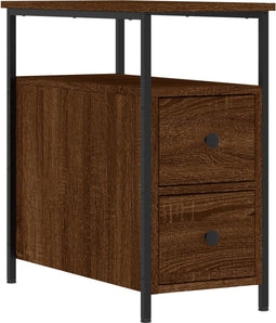 vidaXL - Nachtkastje - 30x60x60 - cm - bewerkt - hout - bruin - eikenkleur