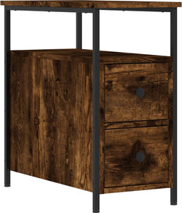 vidaXL - Nachtkastje - 30x60x60 - cm - bewerkt - hout - gerookt - eikenkleurig