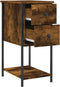 vidaXL - Nachtkastje - 32x42x70 - cm - bewerkt - hout - gerookt - eikenkleurig