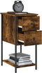 vidaXL - Nachtkastje - 32x42x70 - cm - bewerkt - hout - gerookt - eikenkleurig