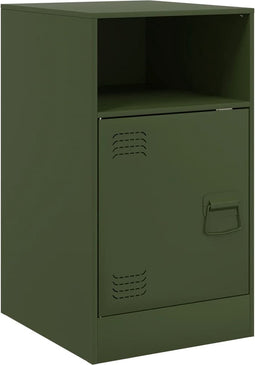 vidaXL - Nachtkastje - 34,5x39x62 - cm - staal - olijfgroen