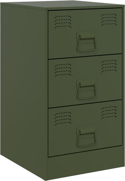 vidaXL - Nachtkastje - 34,5x39x62 - cm - staal - olijfgroen