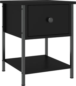 vidaXL - Nachtkastje - 34x35,5x45 - cm - bewerkt - hout - zwart