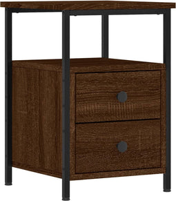 vidaXL - Nachtkastje - 34x35,5x50 - cm - bewerkt - hout - bruin - eikenkleur