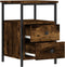 vidaXL - Nachtkastje - 34x35,5x50 - cm - bewerkt - hout - gerookt - eikenkleurig