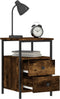 vidaXL - Nachtkastje - 34x35,5x50 - cm - bewerkt - hout - gerookt - eikenkleurig