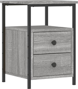 vidaXL - Nachtkastje - 34x35,5x50 - cm - bewerkt - hout - grijs - sonoma