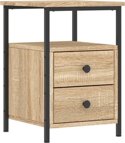 vidaXL - Nachtkastje - 34x35,5x50 - cm - bewerkt - hout - sonoma - eikenkleurig