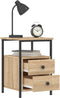 vidaXL - Nachtkastje - 34x35,5x50 - cm - bewerkt - hout - sonoma - eikenkleurig