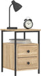 vidaXL - Nachtkastje - 34x35,5x50 - cm - bewerkt - hout - sonoma - eikenkleurig