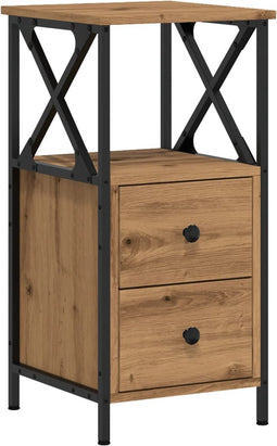 vidaXL - Nachtkastje - 34x35,5x70 - cm - bewerkt - hout - artisanaal - eikenkleurig