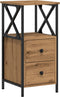 vidaXL - Nachtkastje - 34x35,5x70 - cm - bewerkt - hout - artisanaal - eikenkleurig
