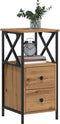 vidaXL - Nachtkastje - 34x35,5x70 - cm - bewerkt - hout - artisanaal - eikenkleurig