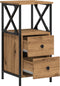 vidaXL - Nachtkastje - 34x35,5x70 - cm - bewerkt - hout - artisanaal - eikenkleurig