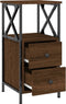 vidaXL - Nachtkastje - 34x35,5x70 - cm - bewerkt - hout - bruin - eikenkleur