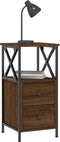 vidaXL - Nachtkastje - 34x35,5x70 - cm - bewerkt - hout - bruin - eikenkleur