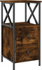 vidaXL - Nachtkastje - 34x35,5x70 - cm - bewerkt - hout - gerookt - eikenkleurig