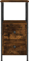 vidaXL - Nachtkastje - 34x35,5x70 - cm - bewerkt - hout - gerookt - eikenkleurig