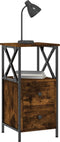 vidaXL - Nachtkastje - 34x35,5x70 - cm - bewerkt - hout - gerookt - eikenkleurig