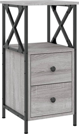 vidaXL - Nachtkastje - 34x35,5x70 - cm - bewerkt - hout - grijs - sonoma - eikenkleur