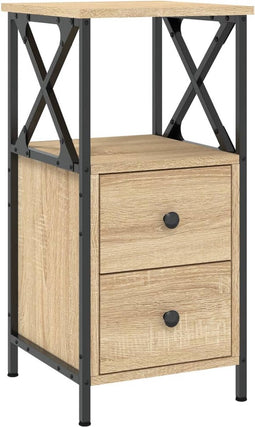vidaXL - Nachtkastje - 34x35,5x70 - cm - bewerkt - hout - sonoma - eikenkleurig