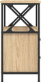 vidaXL - Nachtkastje - 34x35,5x70 - cm - bewerkt - hout - sonoma - eikenkleurig